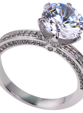 4克拉豪华大钻微镶六爪仿真戒指