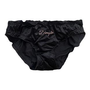 丝滑好穿~缎面刺绣字母奶油香槟低腰三角内裤少女纯色冰丝夏棉档
