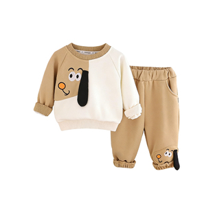 法国ANSEOLA男宝宝卡通套装春装休闲卫衣裤子两件套洋气可爱