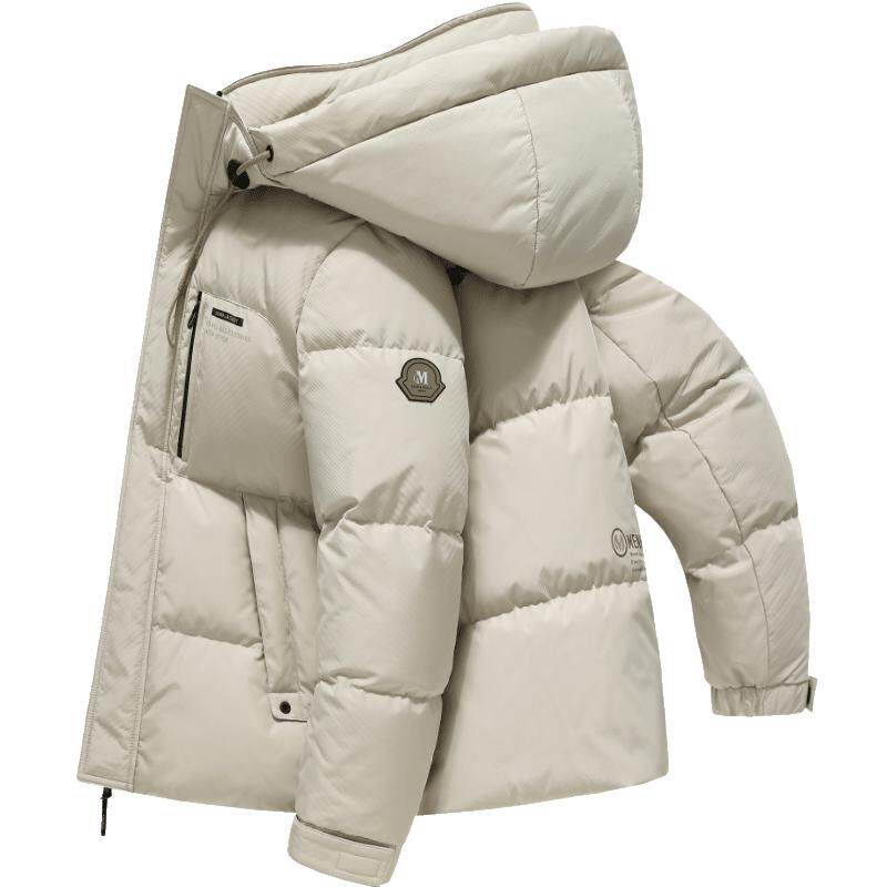 雪中飞冬季时尚中青年米色羽绒服