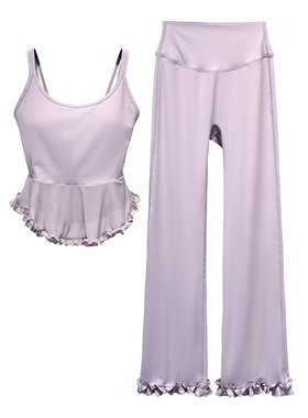 绝美瑜伽服套装女夏季荷叶边