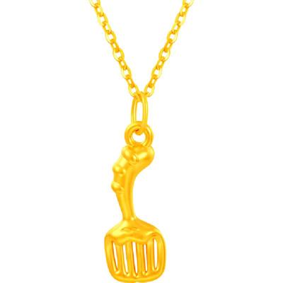 梦金园黄金金铲铲转运珠银链吊坠