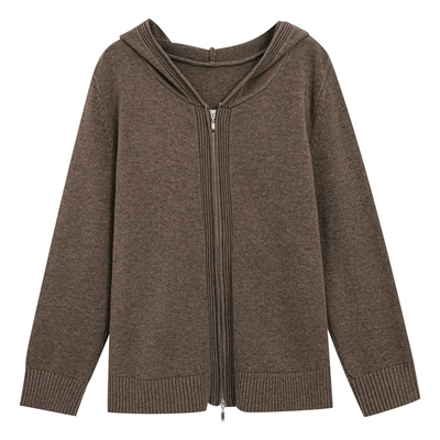 大码胖mm连帽毛衣外套女装2025新款秋冬季韩系穿搭慵懒风针织开衫