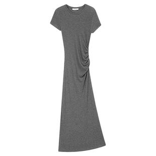 concise-white/简白25SS系列女士抽褶圆领连衣裙银泰百货301257