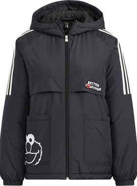 Adidas/阿迪达斯官方女子芝麻街联名运动宽松棉服外套 HM7478