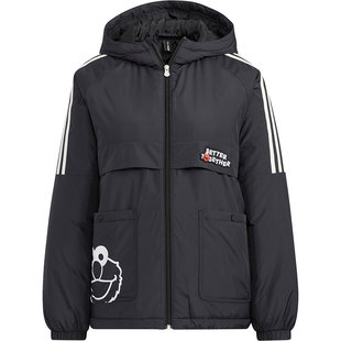 Adidas/阿迪达斯官方女子芝麻街联名运动宽松棉服外套 HM7478