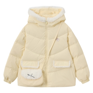 【90白鸭绒】POLOWALK童装女童羽绒服2025冬新品甜美风连帽外套