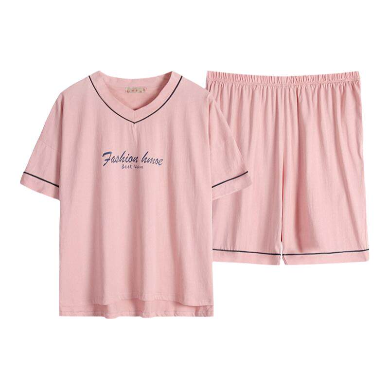 圆领短裤加肥加大码胖妈妈家居服