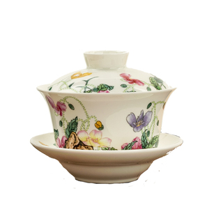 金岚玉制仿清乾隆御制骨瓷珐琅彩虞美人题诗碗陶瓷饭碗系列餐具