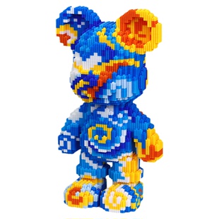 彩虹熊积木玩具梵高熊星夜月小颗粒手工3D立体拼图6-12岁女孩礼物