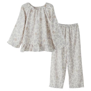 女童纯棉纱布睡衣儿童春秋长袖薄款公主风秋季大童女孩全棉家居服