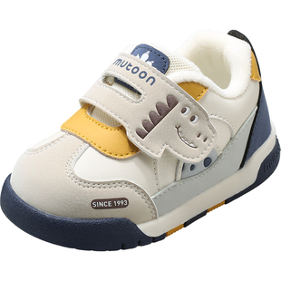 牧童步前鞋2025冬季新款小恐龙软底男童宝宝婴儿鞋女童加绒面包鞋