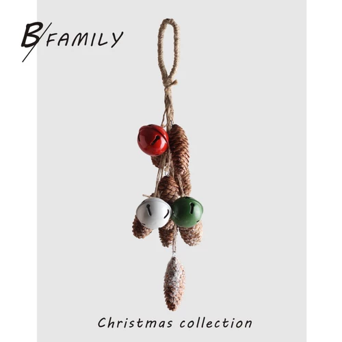 Рождественские декоративные рыбные чешуйки сосновые конусы, снежный красный зеленый колокол смешанный висящие шампуры, украшение на стену дверей праздничная атмосфера реквизит