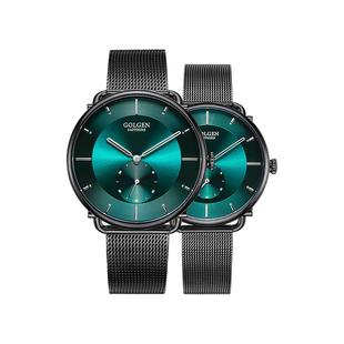 【情人节礼物】古尊情侣手表简约时尚孔雀蓝米兰带石英腕表情侣表