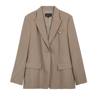 NEELLY纳俪商场同款一粒扣西装外套女春秋新款正肩上衣时尚通勤