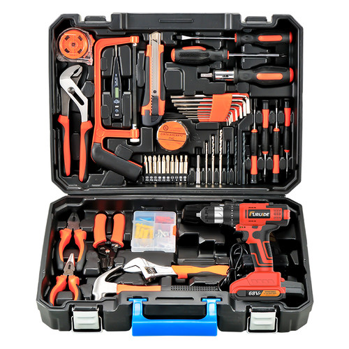 福瑞德家用电钻电动手工具套装五金电工维修多功能工具箱组套木工