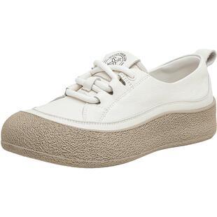 百思图2025秋季商场新款牛皮厚底增高小白鞋女运动休闲鞋W0908CA5