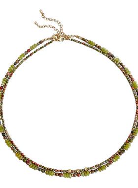 欧美ins小众天然石叠戴锁骨链