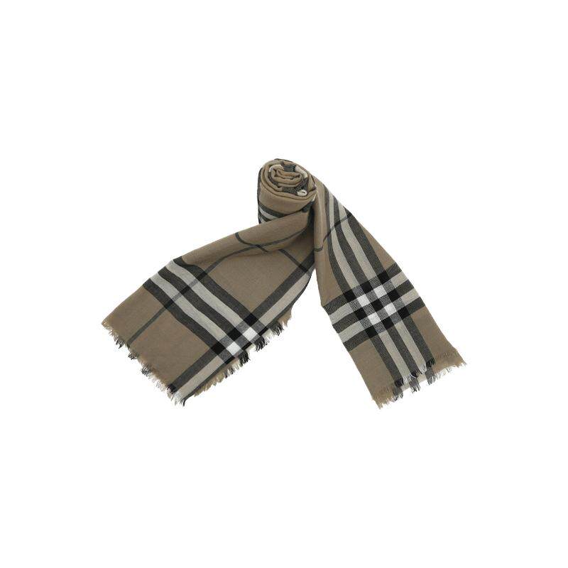 【自营】BURBERRY/博柏利秋冬新品保暖女士羊毛流苏格纹长款围巾