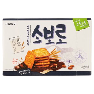 韩国进口零食 克丽安crown笑福香酥扁桃仁代餐休闲下午茶薄脆饼干