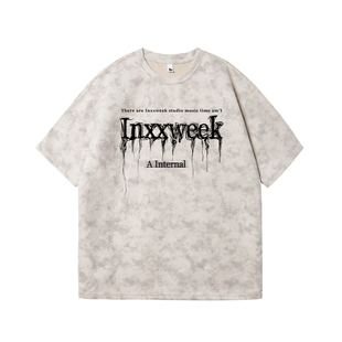 重磅短袖T恤男夏季2026新款潮牌扎染宽松圆领半袖青少年高街上衣