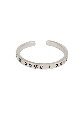 不褪色ins希腊字母极细开口戒指