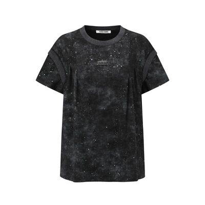 SHROENRO蜡染细闪拼接T恤