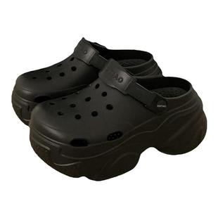 细细条 增高松糕厚底洞洞鞋女夏ins潮户外穿百搭时尚凉拖鞋沙滩鞋