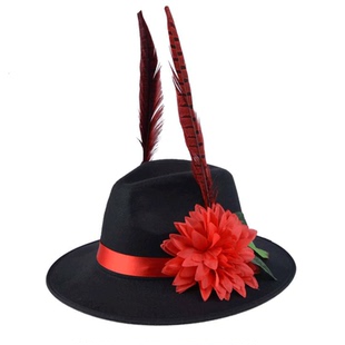 古装拍摄影道具舞台男士大沿帽子礼帽结婚庆影楼新郎官中式影视帽