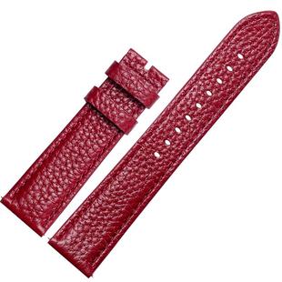 红色女士真皮手表带代用华为浪琴天梭dw依波蝴蝶扣女牛皮表带配件