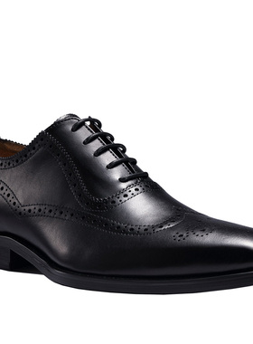 皮鞋方头布洛克雕花小码leather