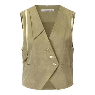 DTLANDO秋季女装不对称马甲金属装饰设计师品牌无袖马夹外套