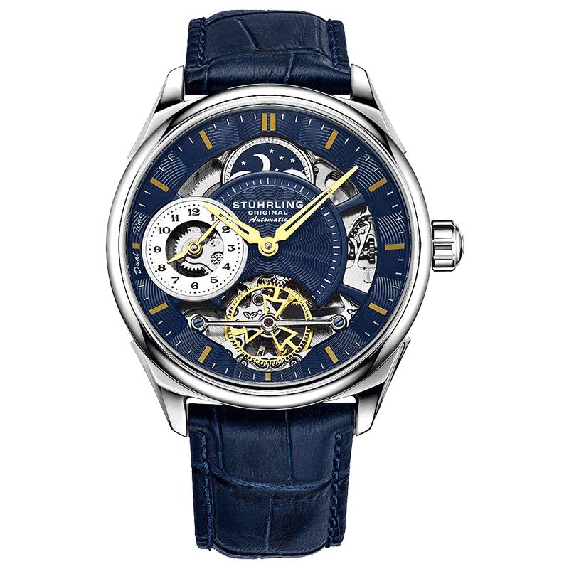 【告白季】Stuhrling施图灵 蓝色皮带 镂空自动机械手表男礼物