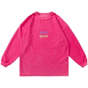 Take off咖喱人春秋男女双面穿卫衣水洗圆领宽松T百搭街头外套bf