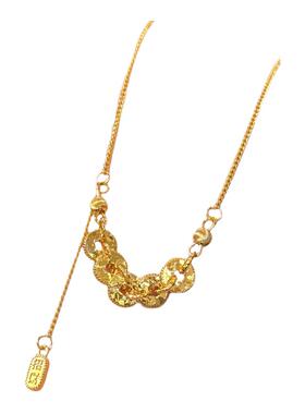 轻奢复古百搭铜钱碎冰冰锁骨链