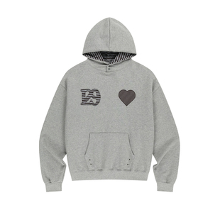 ILLIGO 26春条纹爱心logo图案连帽套头卫衣韩版休闲帽衫韩国代购