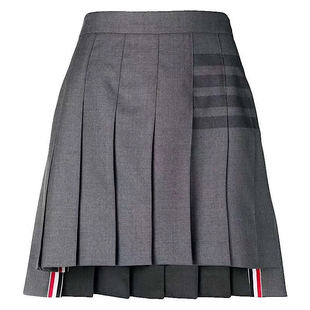 【赠退货宝】TUMA TB百褶裙四杠高腰半身裙显瘦短裙A字前短后长裙