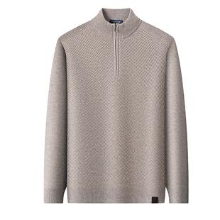 [山羊绒绵羊毛]梦特娇25冬季男士羊毛衫半高领拉链毛衣提花保暖J