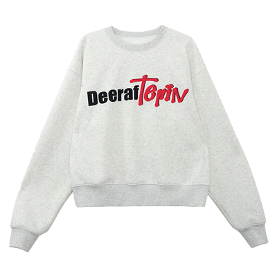 三色植绒字母宽罗纹学院风卫衣