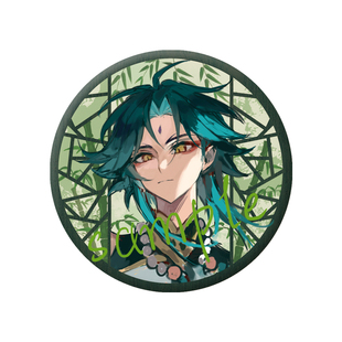 原神同人花与窗万叶魈神里香菱胡桃甘雨吧唧徽章挂件色纸游戏周边