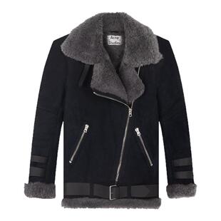 Acne Studios秋冬男女同款毛领皮衣夹克外套银泰百货 301604