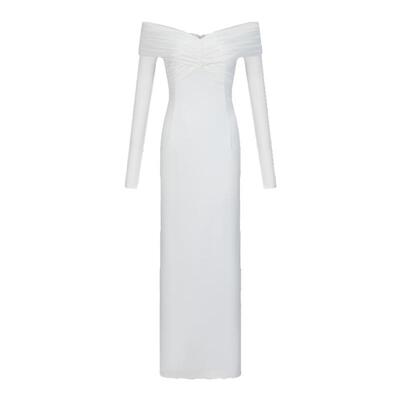 KiwiJadeite 一字肩弹力A字连衣裙