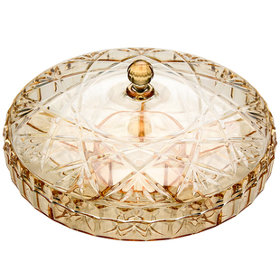 井柚欧式现代创意客厅干果盘分格带盖过年零食盒坚果盒透明干果盒