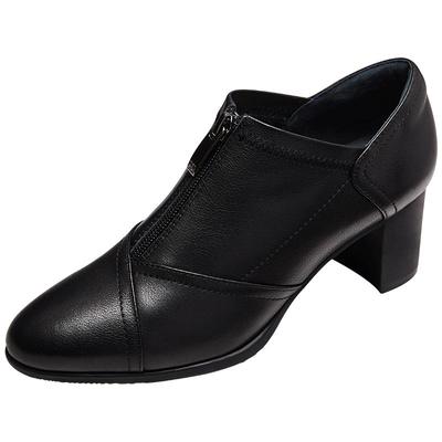 冬季女鞋马内尔单鞋休闲风粗跟