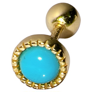 异域风情耳环 百搭圆形耳钉仿蓝松石耳骨钉慵懒耳圈欧美复古925银