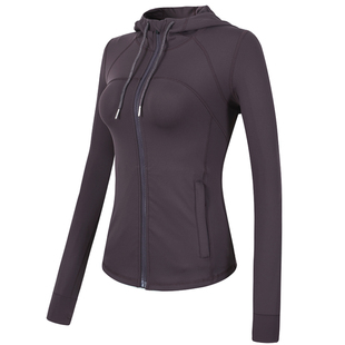 岚纹连帽瑜瑜伽上衣外套女秋冬跑步训练运动长袖拉链普拉提健身服