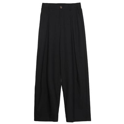 谜底阔腿裤女春季新款通勤风时尚高腰纯色宽松长裤241MK0141