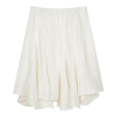 solighter法式白色高腰a字半身裙