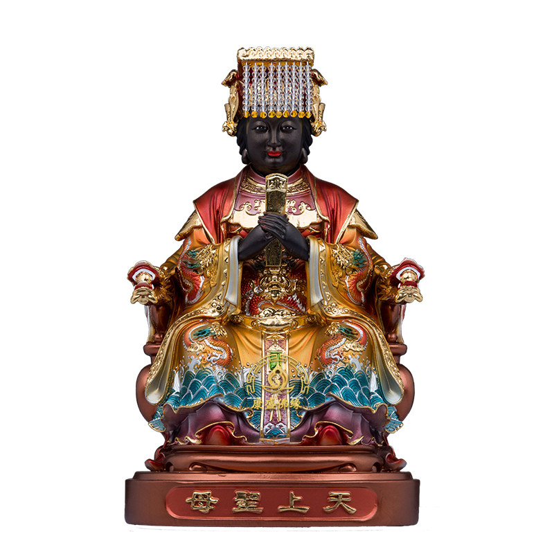 树脂金缕彩妈祖神像家用供奉摆件