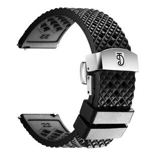 地头快拆氟橡胶表带蝴蝶扣男士适用浪琴美度配件运动潜水手表带